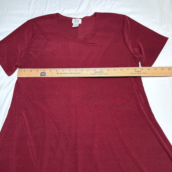 Jostar Dress Short Sleeve Stretch Travel Fabric Size Large Maroon Cranberry EUC - Picture 5 of 11